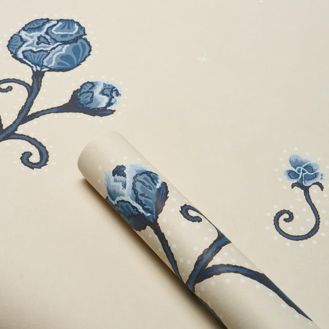 Rhinestone Cowboy Navy Floral Wallpaper by Schumacher – BACKDROP 5014583