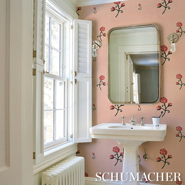 Rhinestone Cowboy Pink Floral Wallpaper by Schumacher – 5014584