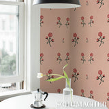 Rhinestone Cowboy Pink Floral Wallpaper by Schumacher – 5014584