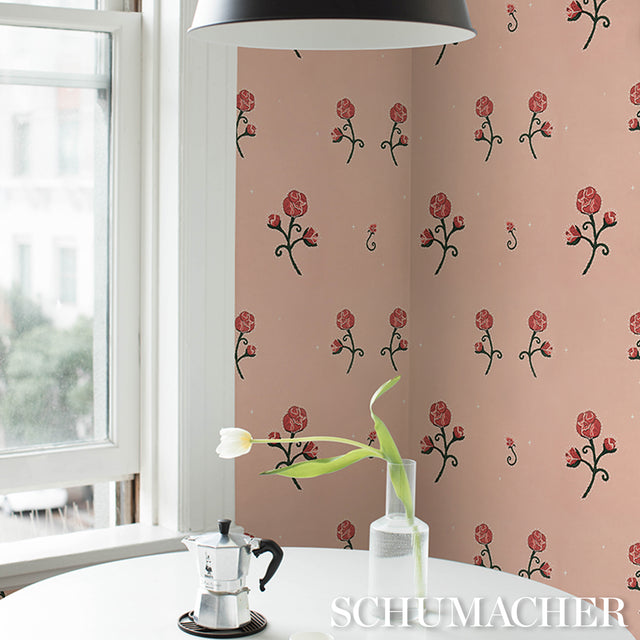 Rhinestone Cowboy Pink Floral Wallpaper by Schumacher – 5014584