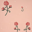 Rhinestone Cowboy pink floral wallpaper by Schumacher, featuring stylized flowers with chainstitch outlines and twinkling accents.