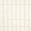 Wabi-Sabi Light Beige geometric grid wallpaper by Schumacher, hand-painted look, shown in kitchen interior and close-up views.