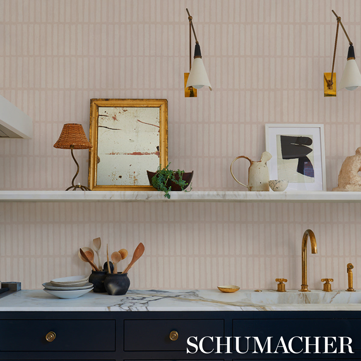 Wabi-Sabi Muted Pink by Schumacher Geometric Wallpaper – Schumacher 5014593