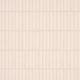 Wabi-Sabi Muted Pink geometric grid wallpaper by Schumacher, shown in styled interior and close-up views.