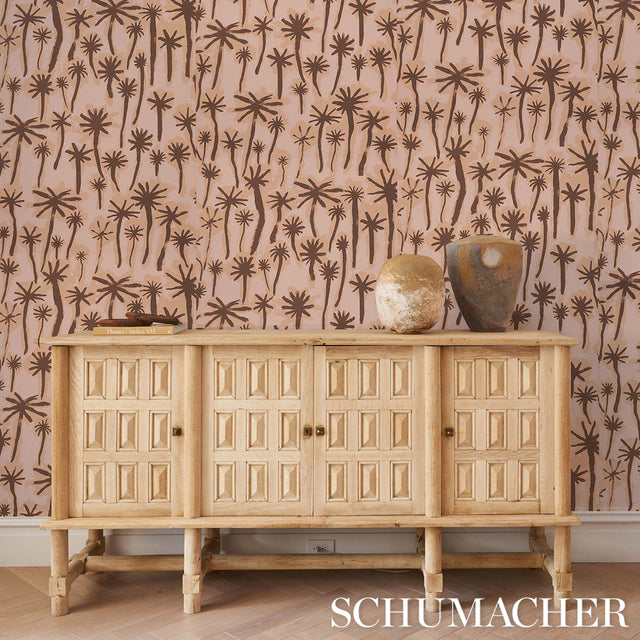 PALMITAS Coral by Abel Macias Painterly Tropical Wallpaper – Schumacher 5014600