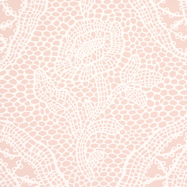 Cosette Lace Blush by Schumacher Intricate Floral Lattice Wallpaper – Schumacher 5014720
