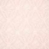 Cosette Lace blush wallpaper with intricate floral lattice design by Schumacher