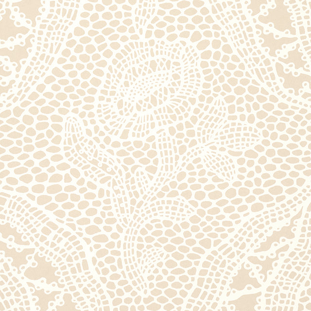 Cosette Lace Sand by Schumacher Intricate Floral Lattice Wallpaper – Schumacher 5014721