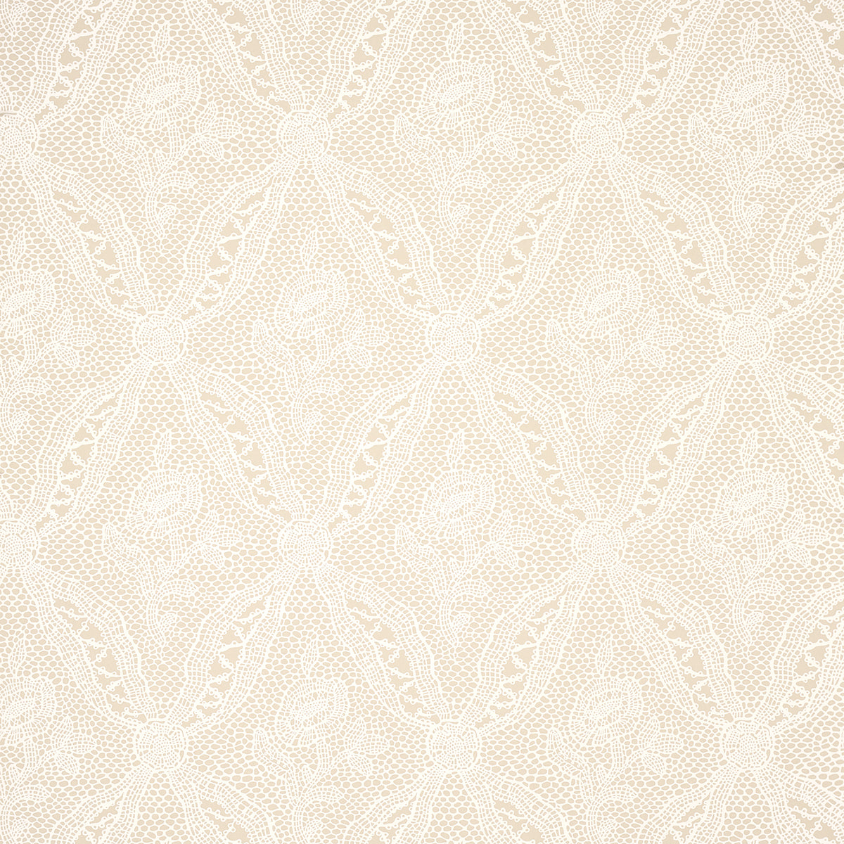 Cosette Lace Sand intricate floral lattice wallpaper by Schumacher