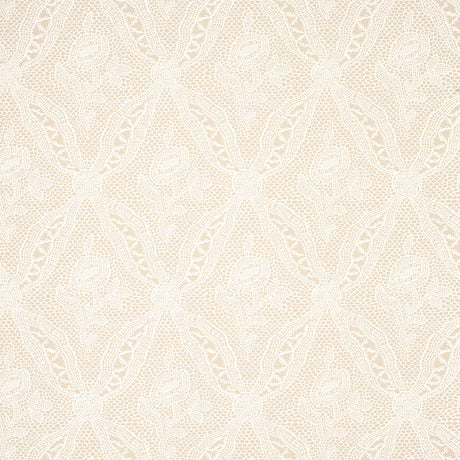 Cosette Lace Sand intricate floral lattice wallpaper by Schumacher