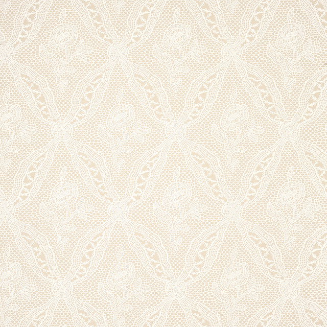 Cosette Lace Sand intricate floral lattice wallpaper by Schumacher