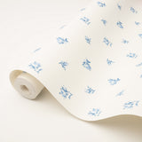 Margie Floral Porcelain by Schumacher Delicate Blue Rosebud Wallpaper – Schumacher 5014740