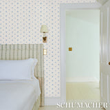 Margie Floral Porcelain by Schumacher Delicate Blue Rosebud Wallpaper – Schumacher 5014740