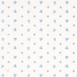 Margie Floral Porcelain wallpaper by Schumacher, featuring a delicate blue rosebud pattern on a white background.