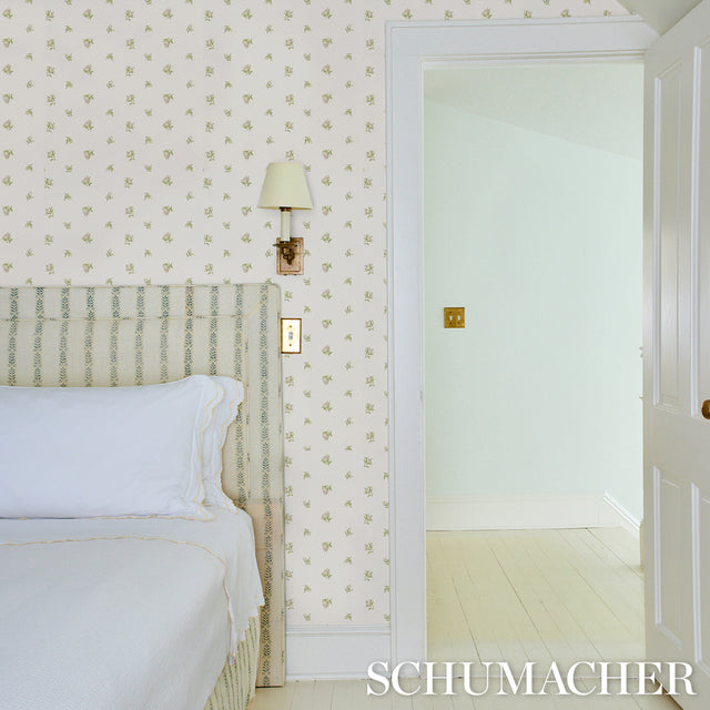 Margie Floral Gris by Schumacher Delicate Small-Scale Rosebud Wallpaper – Schumacher 5014741