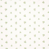 Margie Floral wallpaper in Gris by Schumacher, featuring a delicate small-scale rosebud pattern in green and white.