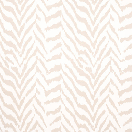 Quincy Natural wallpaper by Schumacher featuring a subtle animal-inspired pattern in neutral tones, styled in a classic interior setting.