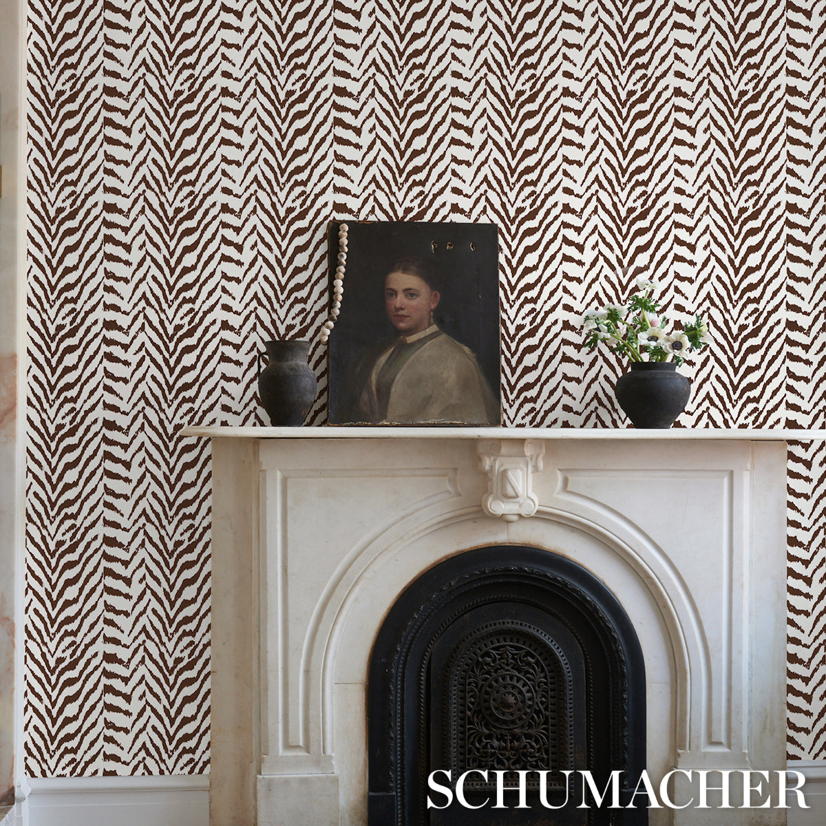 Quincy Cocoa Animal Print Wallpaper – Schumacher 5014751