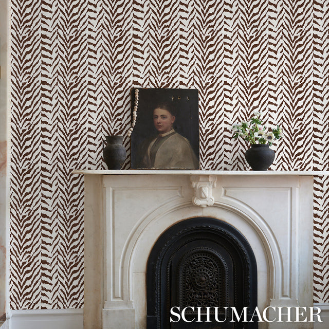 Quincy Cocoa Animal Print Wallpaper – Schumacher 5014751