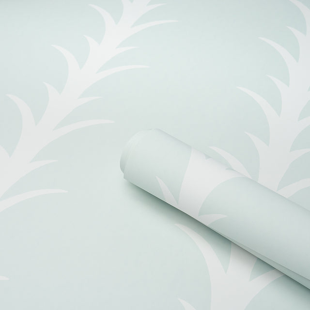 Acanthus Stripe Ivory on Mineral by Schumacher Botanical Stripe Wallpaper – Schumacher 5014770