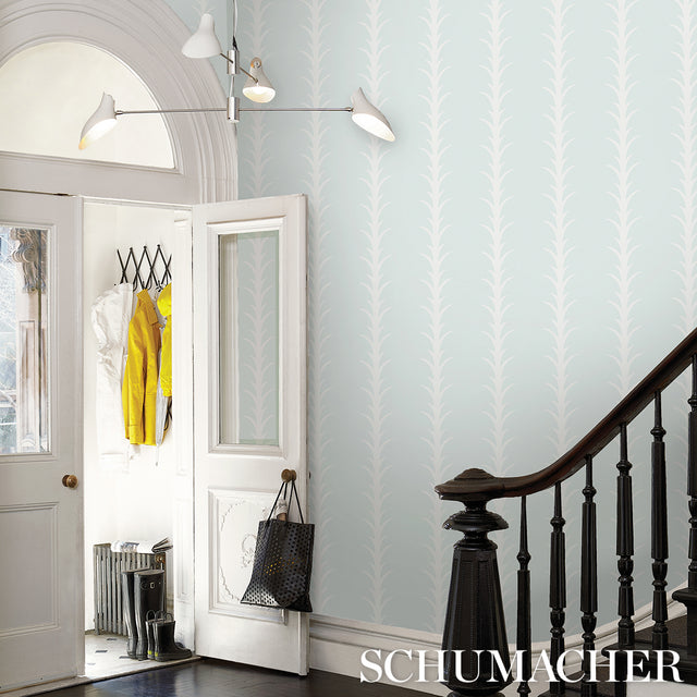 Acanthus Stripe Ivory on Mineral by Schumacher Botanical Stripe Wallpaper – Schumacher 5014770