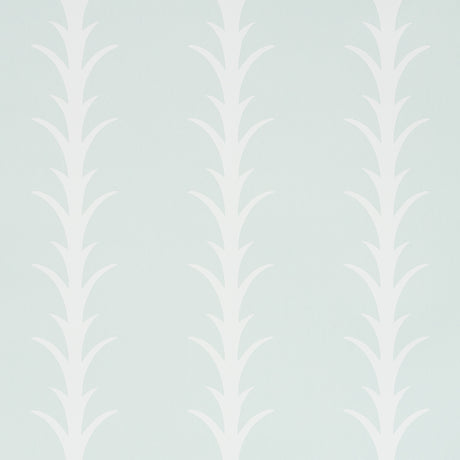 Acanthus Stripe wallpaper in ivory on mineral by Schumacher, featuring a stylized acanthus motif in a vertical stripe pattern.