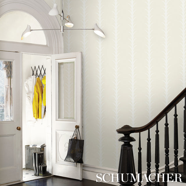 Acanthus Stripe Ivory on Neutral by Schumacher Botanical Stripe Wallpaper – Schumacher 5014771