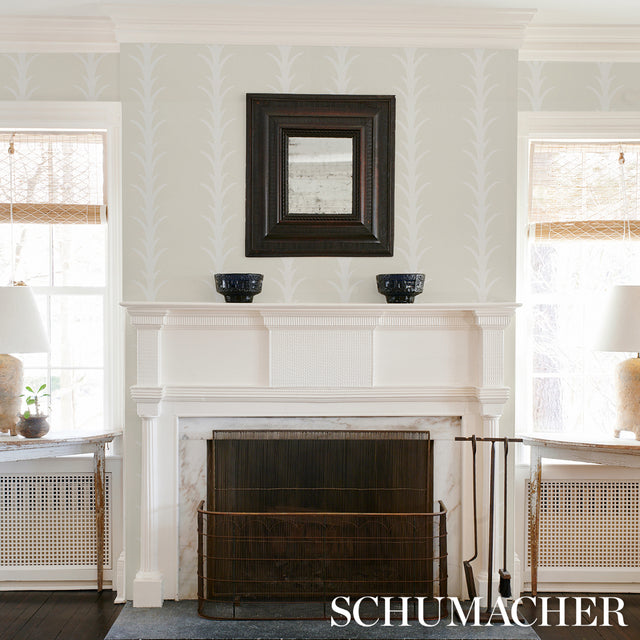 Acanthus Stripe Ivory on Neutral by Schumacher Botanical Stripe Wallpaper – Schumacher 5014771
