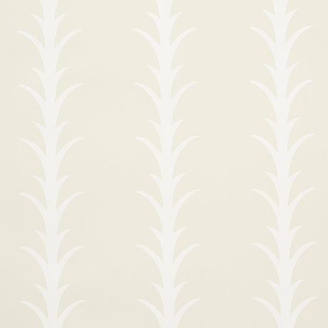 Acanthus Stripe wallpaper in ivory on neutral by Schumacher, featuring a stylized acanthus motif in a classic stripe pattern.
