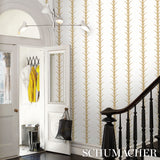 Acanthus Stripe Gold on Ivory by Schumacher – Celerie Kemble Designer Wallpaper – 5014772