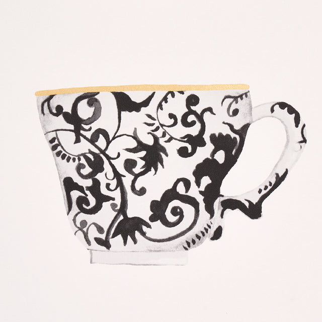 Onie's Teacups Ink by Schumacher Chinoiserie Teacup Wallpaper – Schumacher 5014780