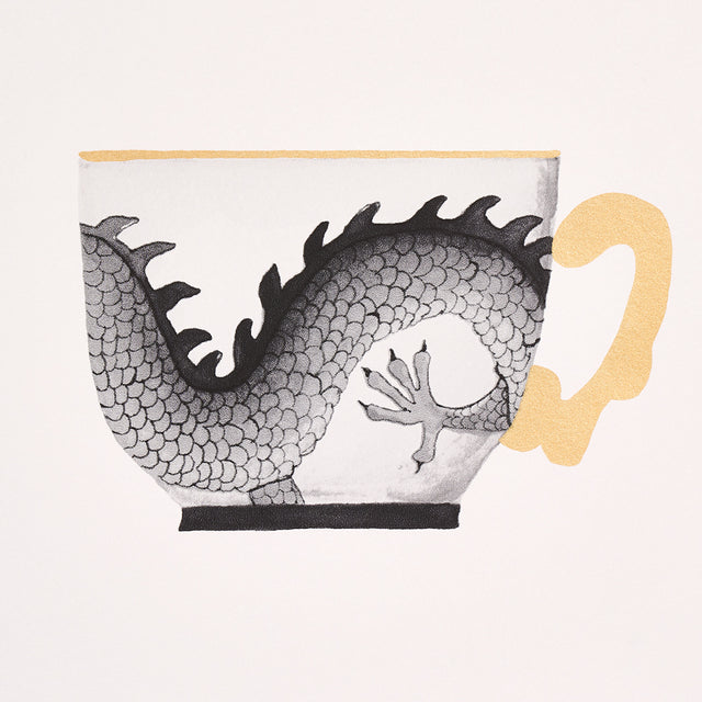 Onie's Teacups Ink by Schumacher Chinoiserie Teacup Wallpaper – Schumacher 5014780