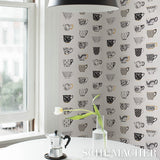 Onie's Teacups Ink by Schumacher Chinoiserie Teacup Wallpaper – Schumacher 5014780