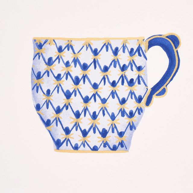 Onie's Teacups Porcelain by Schumacher Blue & White Chinoiserie Teacup Wallpaper – Schumacher 5014782