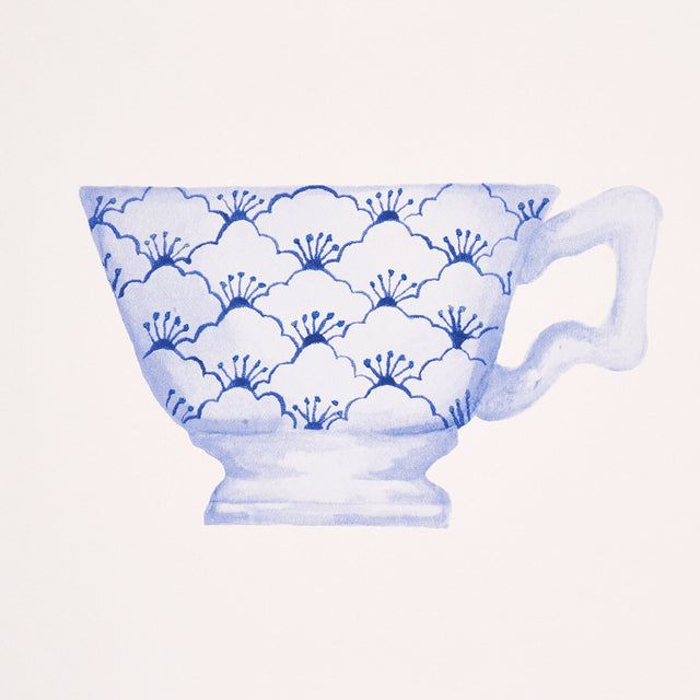 Onie's Teacups Porcelain by Schumacher Blue & White Chinoiserie Teacup Wallpaper – Schumacher 5014782