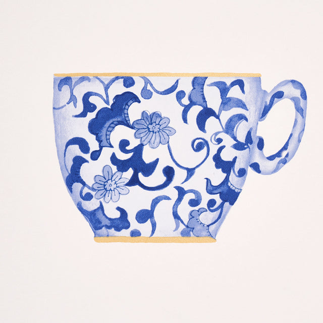 Onie's Teacups Porcelain by Schumacher Blue & White Chinoiserie Teacup Wallpaper – Schumacher 5014782