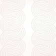 Giraldi in Pumice by Schumacher - Modern ribbon-candy stripe wallpaper in a soft neutral colorway, shown in interior and detail views.