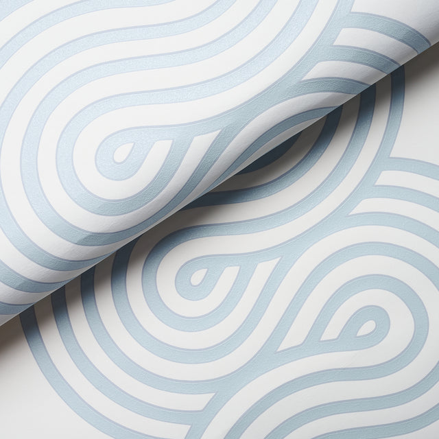 Giraldi Sky by Schumacher Modern Ribbon Stripe Wallpaper – Schumacher 5014791