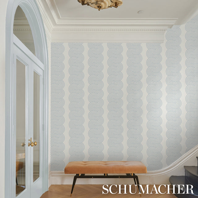 Giraldi Sky by Schumacher Modern Ribbon Stripe Wallpaper – Schumacher 5014791