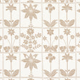 Georgia Wildflowers wallpaper in neutral by Schumacher, featuring a stylized midcentury floral grid pattern in a soft beige on white background.
