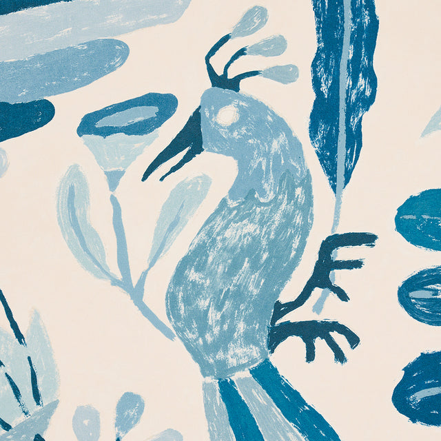 Canopy Blue Birds by Abel Macias Playful Blue Bird Wallpaper – Schumacher 5014830