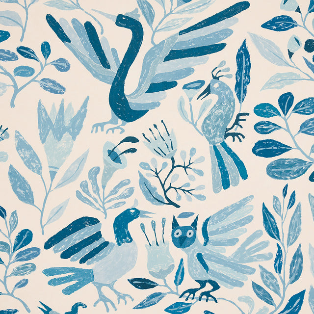 Canopy Blue Birds by Abel Macias Playful Blue Bird Wallpaper – Schumacher 5014830