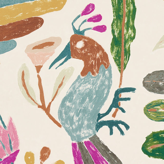 Canopy Multi Birds by Abel Macias Playful Birds and Florals Wallpaper – Schumacher 5014831