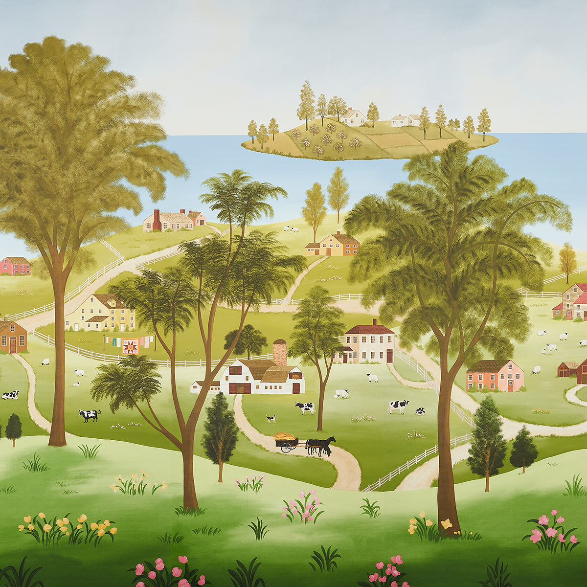 Eaton's Landscape Panel Set Document Green Scenic Wall Mural – Schumacher 5014850