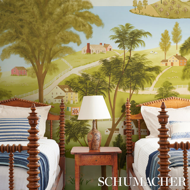Eaton's Landscape Panel Set Document Green Scenic Wall Mural – Schumacher 5014850