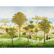 Eaton's Landscape Panel Set scenic wall mural with a naive hand-painted Americana countryside, featuring trees, houses, and rolling hills.