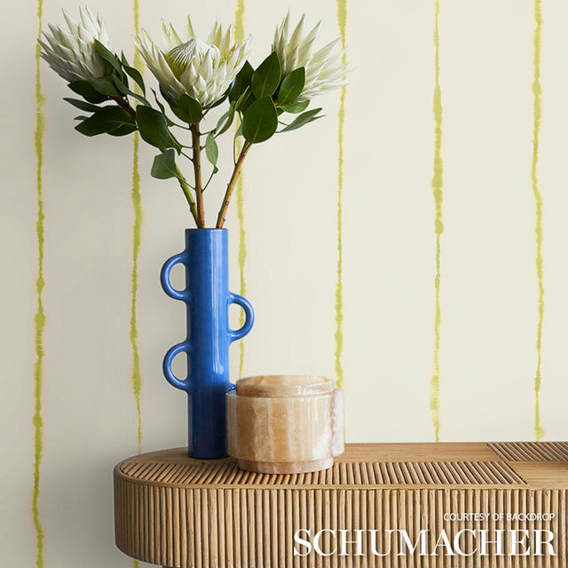 Ephemera Chartreuse by Backdrop Watercolor Stripe Wallpaper – Schumacher 5014871