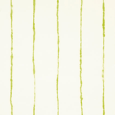 Ephemera Chartreuse by Backdrop for Schumacher - Watercolor Stripe Wallpaper in Green and White
