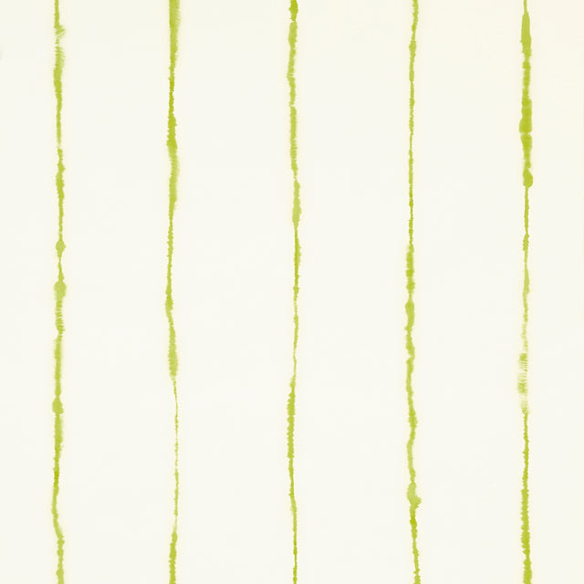Ephemera Chartreuse by Backdrop for Schumacher - Watercolor Stripe Wallpaper in Green and White