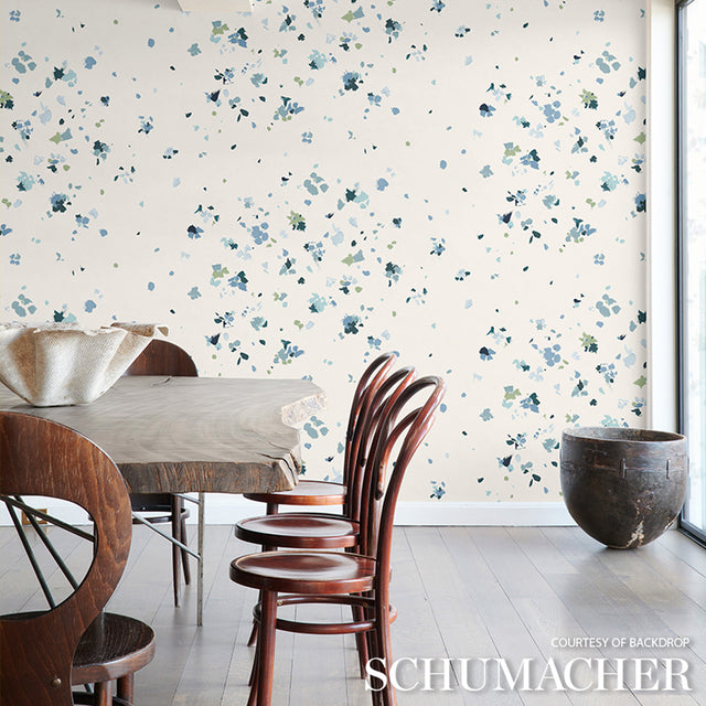 Fairfarren Teal by Backdrop Abstract Floral Wallpaper – Schumacher 5014880